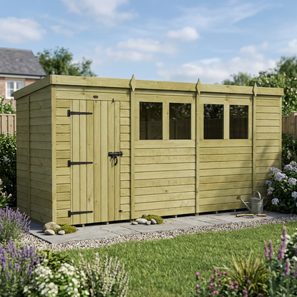 14 x 5 Pent Shed (Single Door, With Windows) - view 5