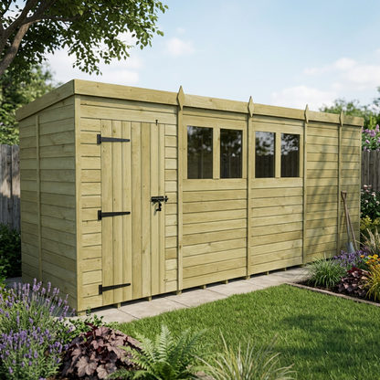 17 x 5 Pent Shed (Single Door, With Windows) - view 6