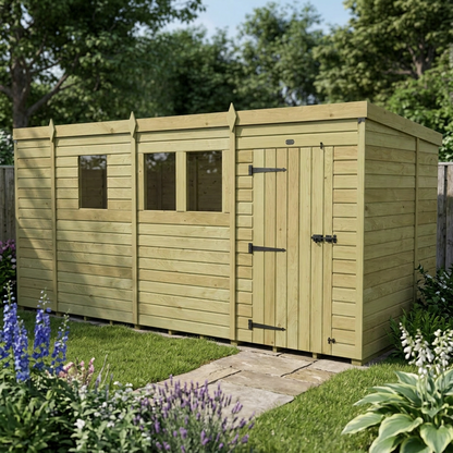 13 x 6 Pent Shed (Single Door, With Windows) - view 6