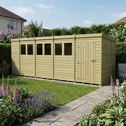 19 x 6 Pent Shed (Single Door, With Windows) - view 6