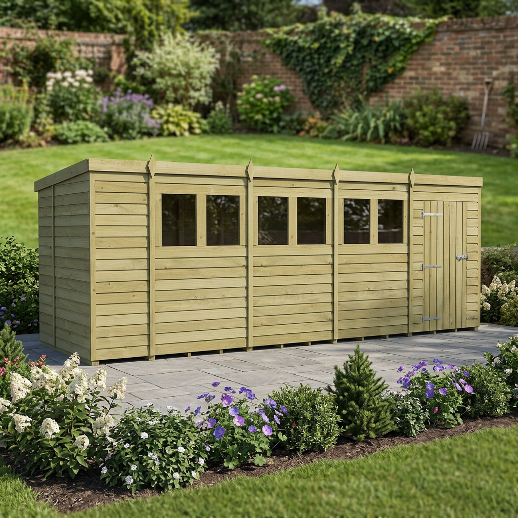 18 x 6 Pent Shed (Single Door, With Windows) - view 5