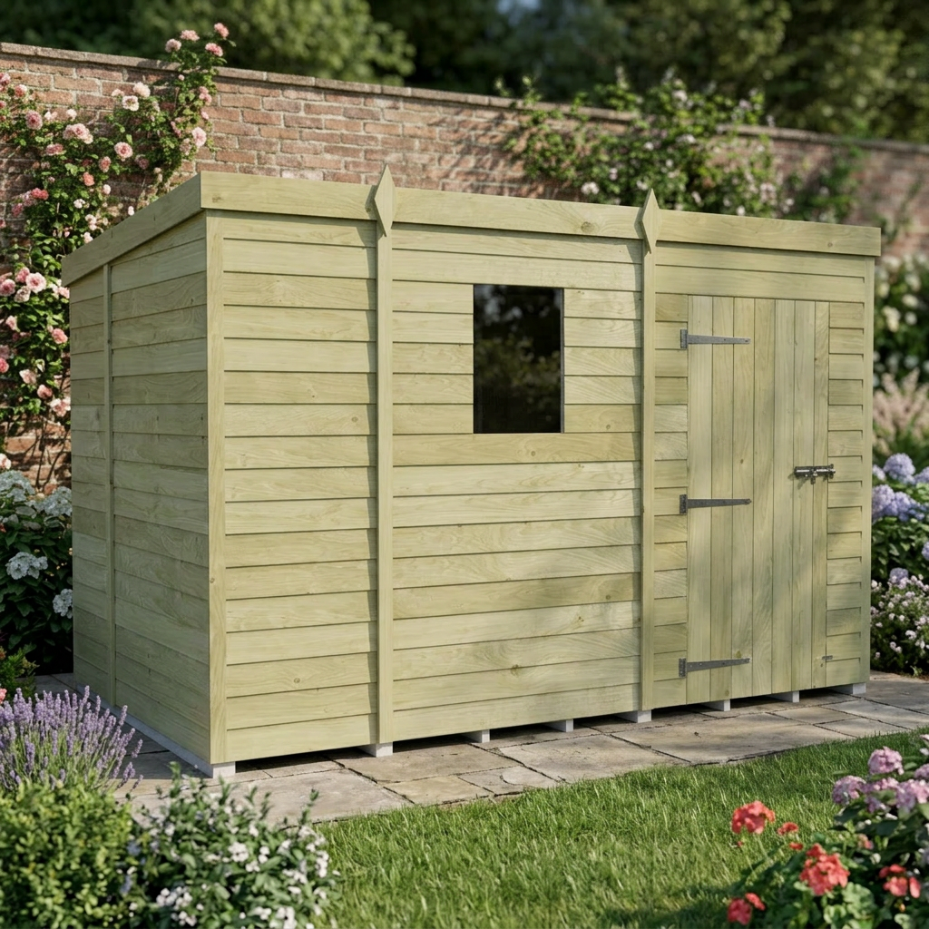 9 x 7 Pent Shed (Single Door, With Windows) - view 6