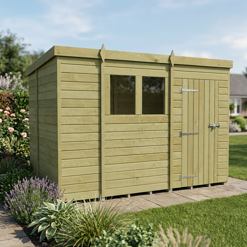 11 x 7 Pent Shed (Single Door, With Windows) - view 5
