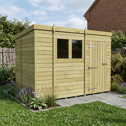 10 x 7 Pent Shed (Single Door, With Windows) - view 5