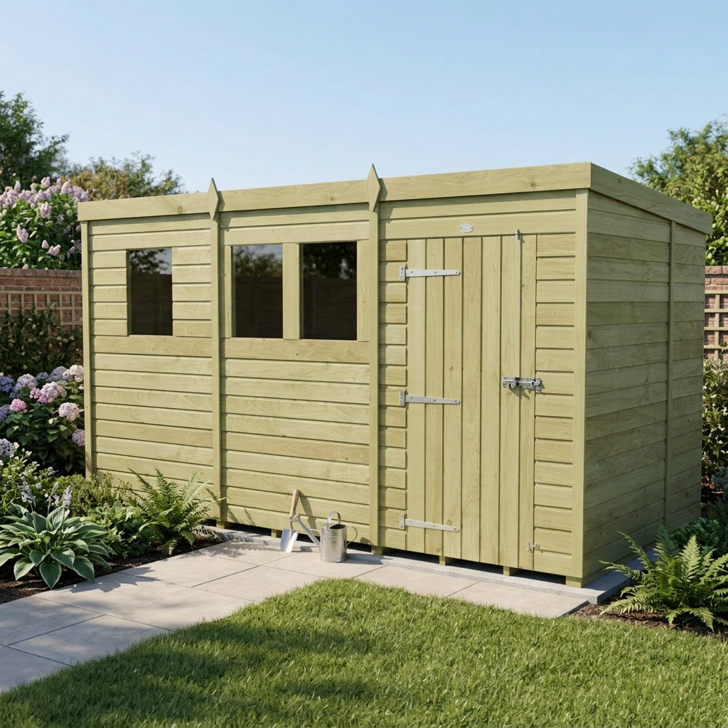 13 x 7 Pent Shed (Single Door, With Windows) - view 5