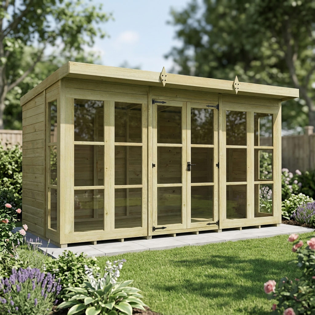 12 x 6 Georgian Window Pent Summer House - view 5