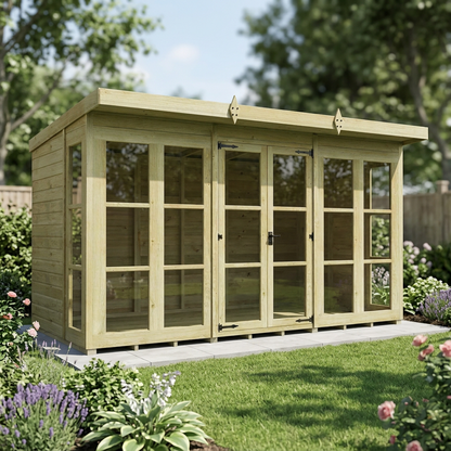 12 x 6 Georgian Window Pent Summer House - view 5