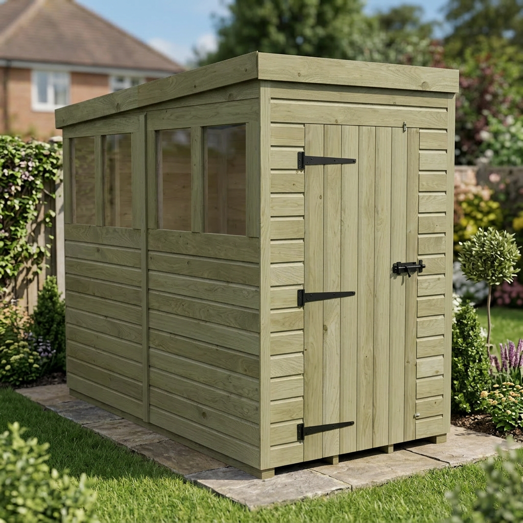 4 x 8 Pent Shed (Single Door, With Windows) - view 5