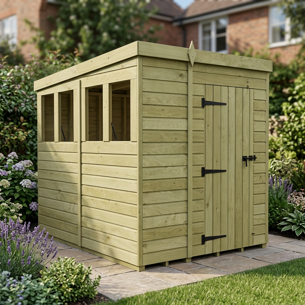 5 x 8 Pent Shed (Single Door, With Windows) - view 5