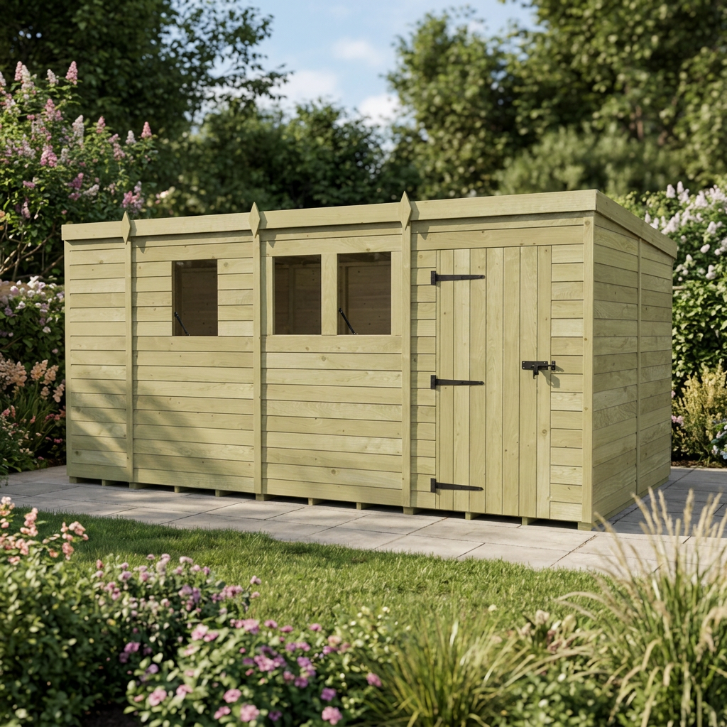 13 x 8 Pent Shed (Single Door, With Windows) - view 5