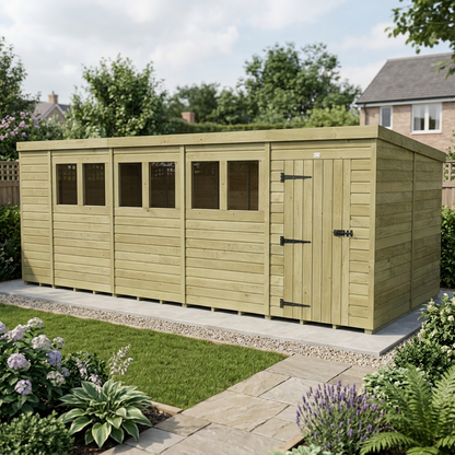 17 x 8 Pent Shed (Single Door, With Windows) - view 6