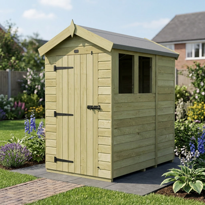 4 x 7 Apex Shed (Single Door, With Windows) - view 5