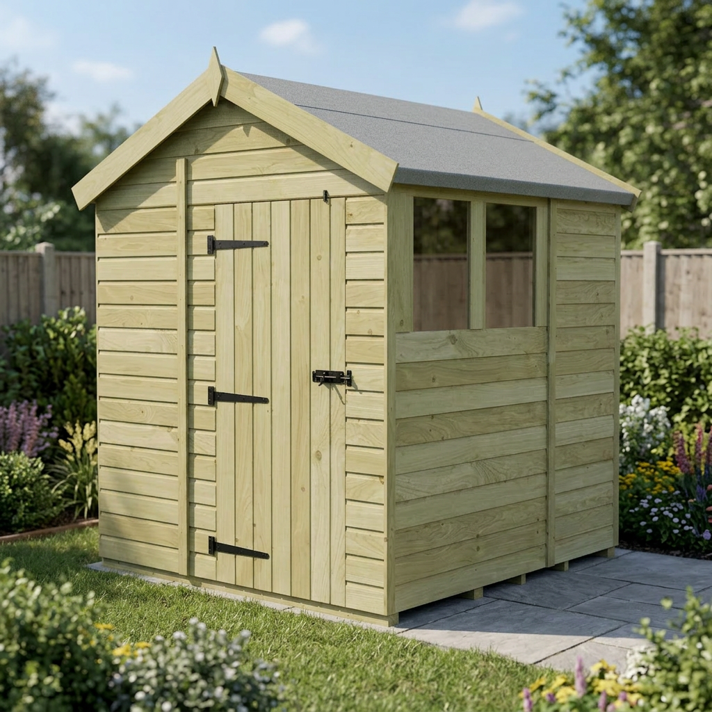 6 x 7 Apex Shed (Single Door, With Windows) - view 6