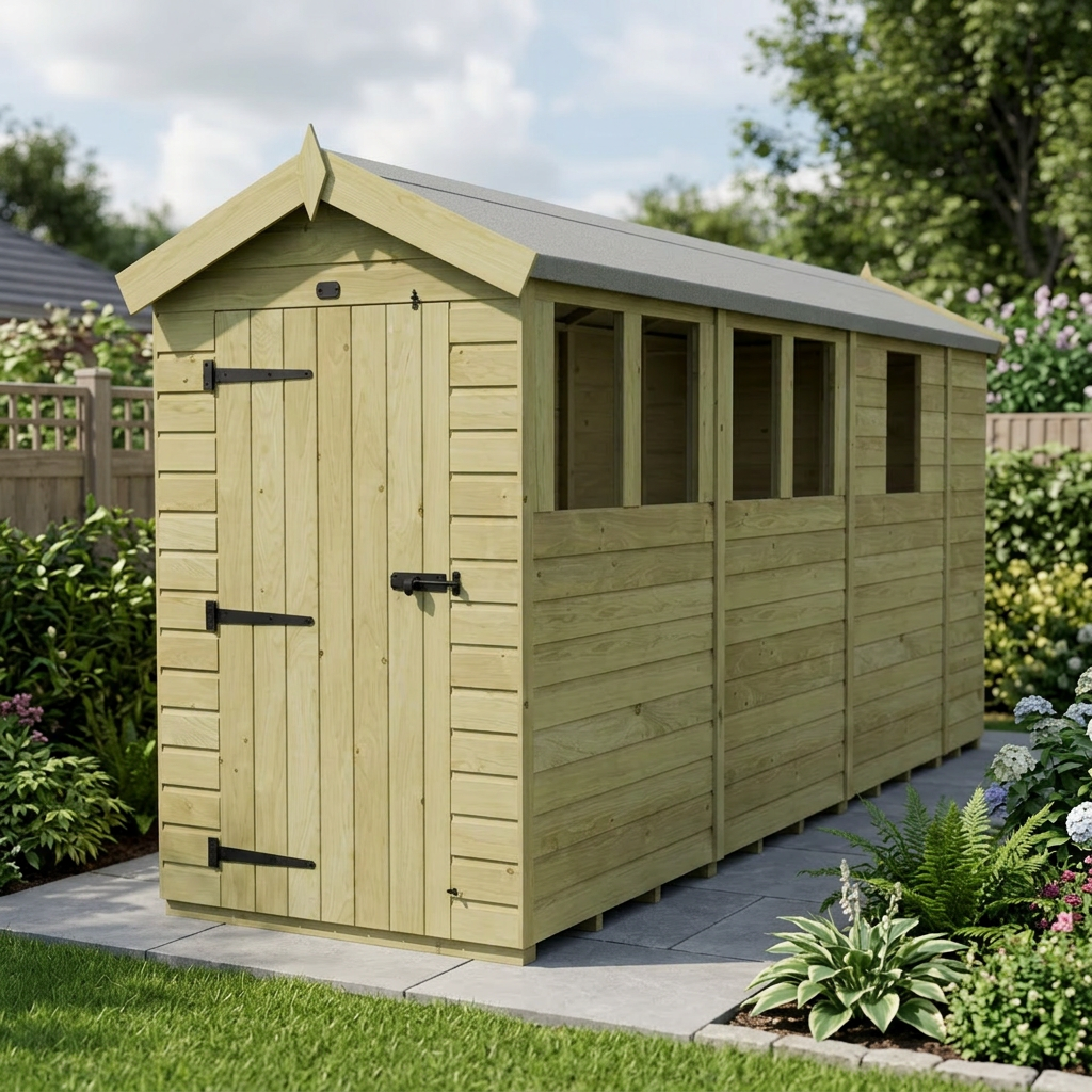 4 x 13 Apex Shed (Single Door, With Windows) - view 5