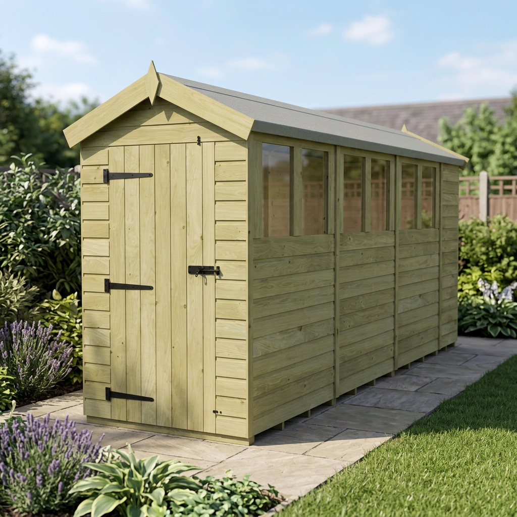 4 x 15 Apex Shed (Single Door, With Windows) - view 5