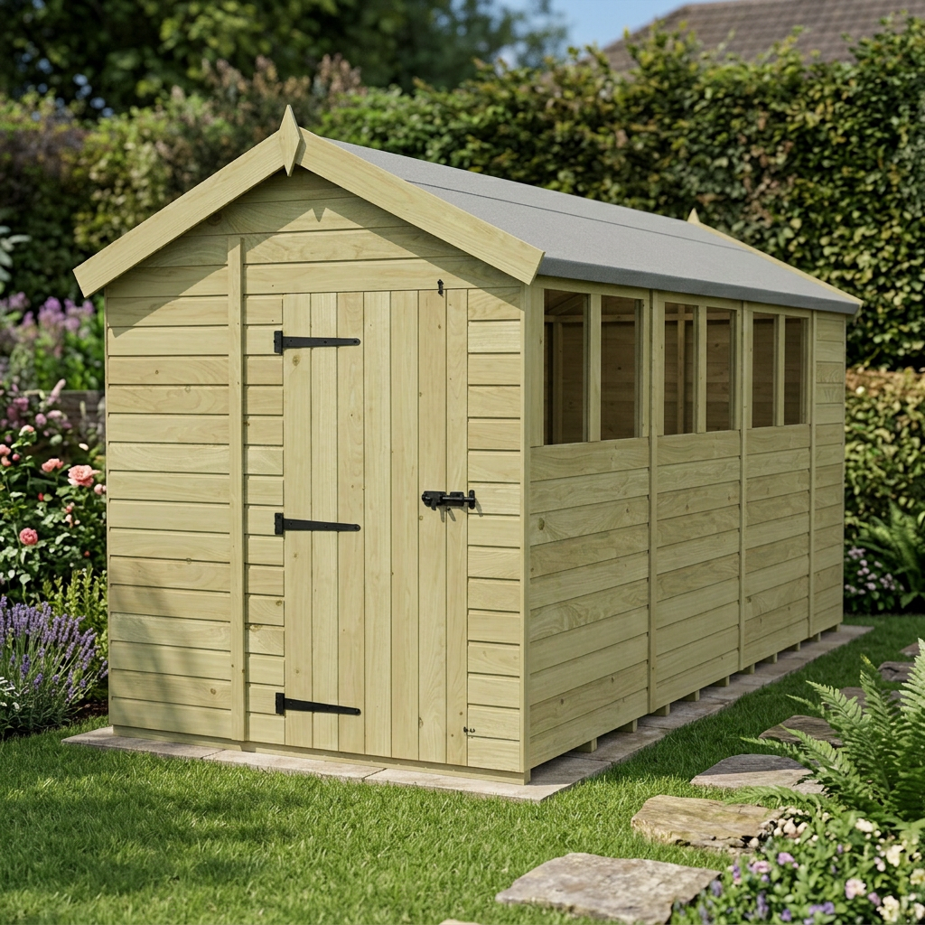 6 x 15 Apex Shed (Single Door, With Windows) - view 5