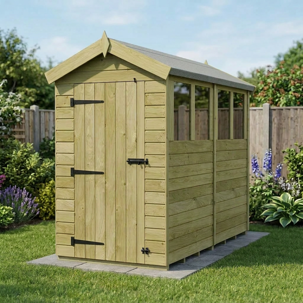 4 x 8 Apex Shed (Single Door, With Windows) - view 6