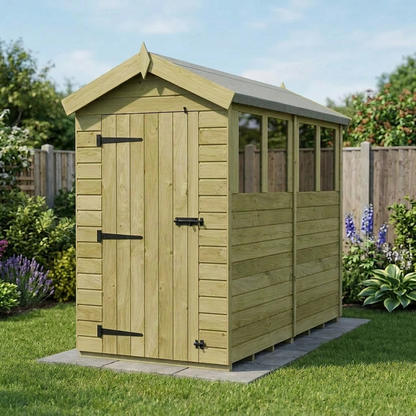 4 x 8 Apex Shed (Single Door, With Windows) - view 6