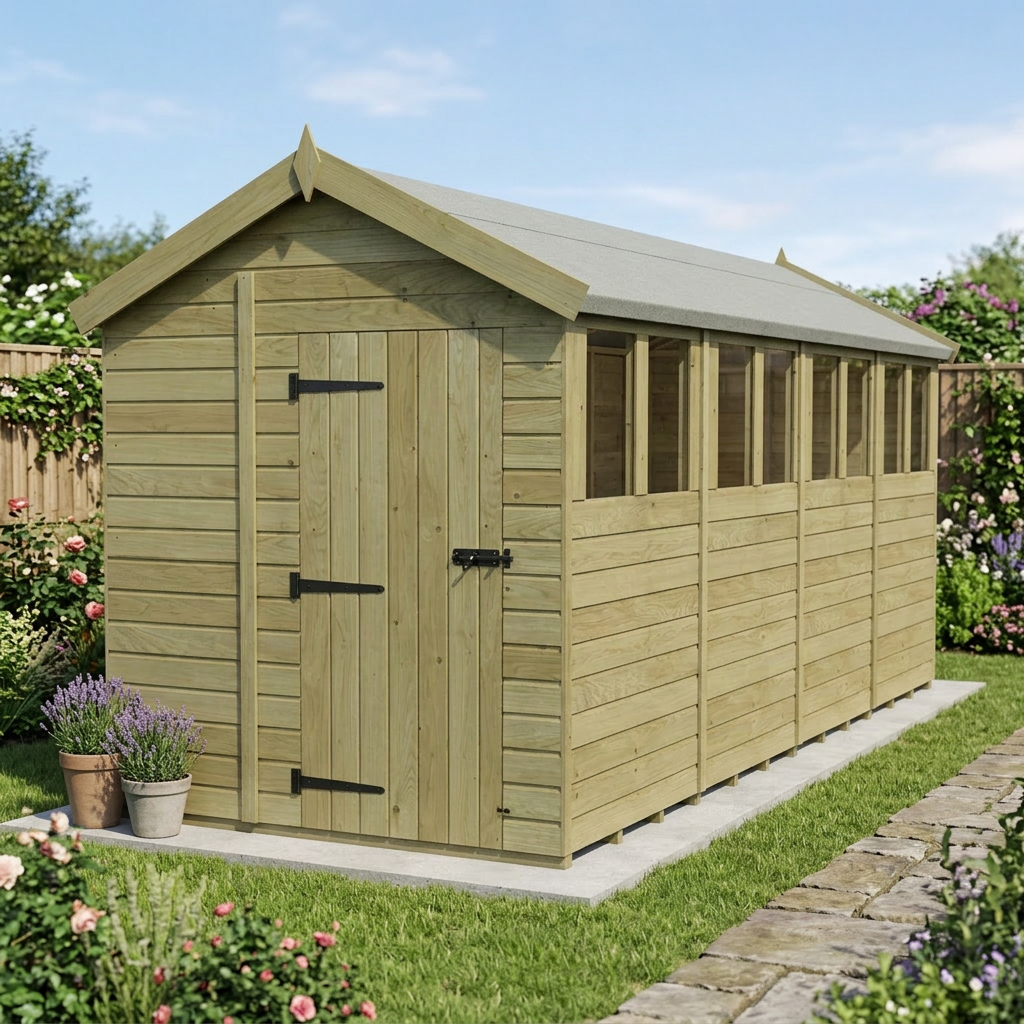 6 x 16 Apex Shed (Single Door, With Windows) - view 5