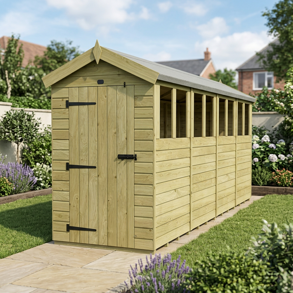 4 x 16 Apex Shed (Single Door, With Windows) - view 5