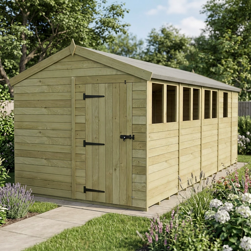 8 x 17 Apex Shed (Single Door, With Windows) - view 5