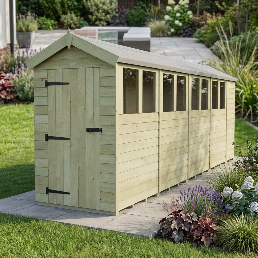 4 x 19 Apex Shed (Single Door, With Windows) - view 5