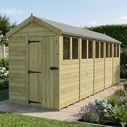 5 x 20 Apex Shed (Single Door, With Windows) - view 5