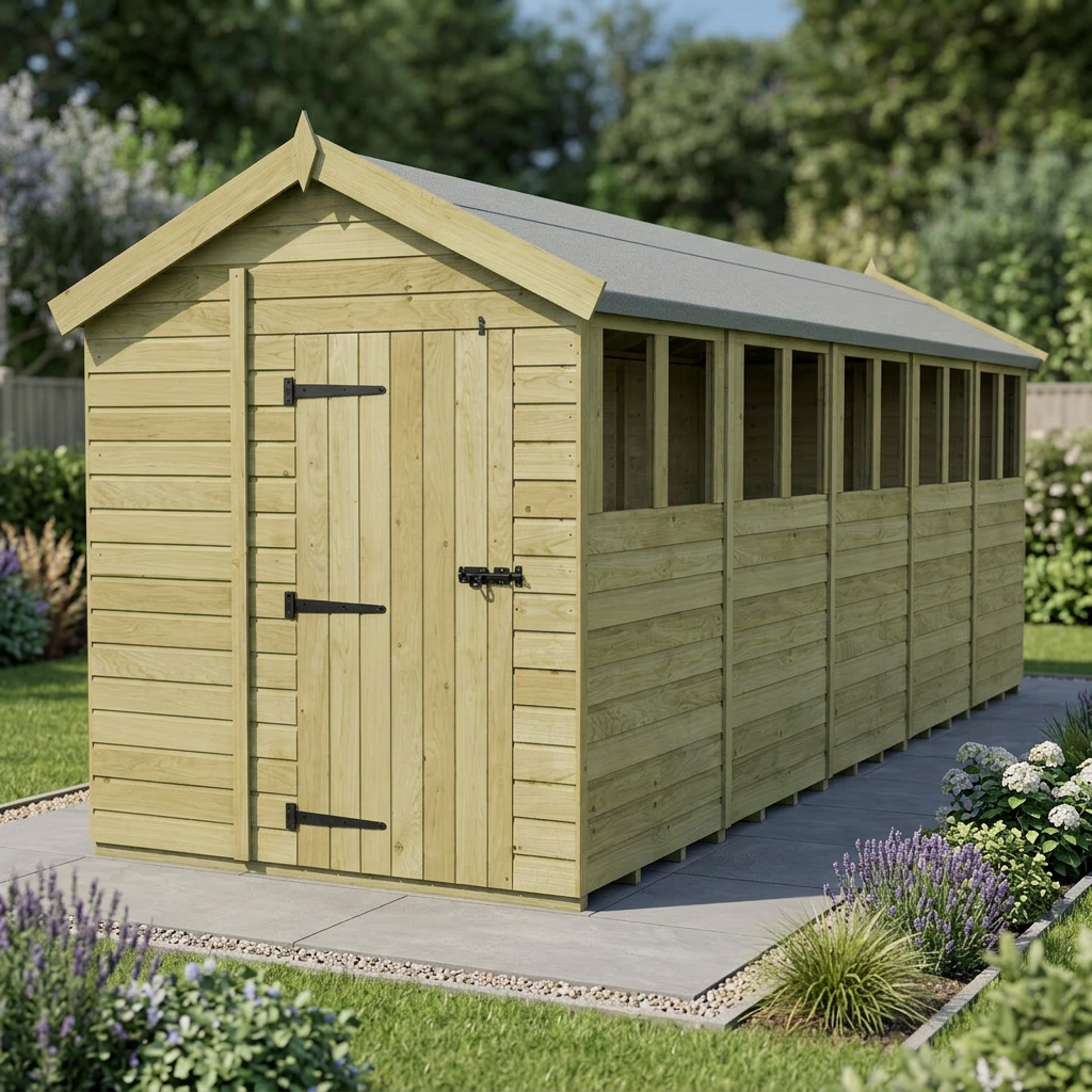 7 x 20 Apex Shed (Single Door, With Windows) - view 6