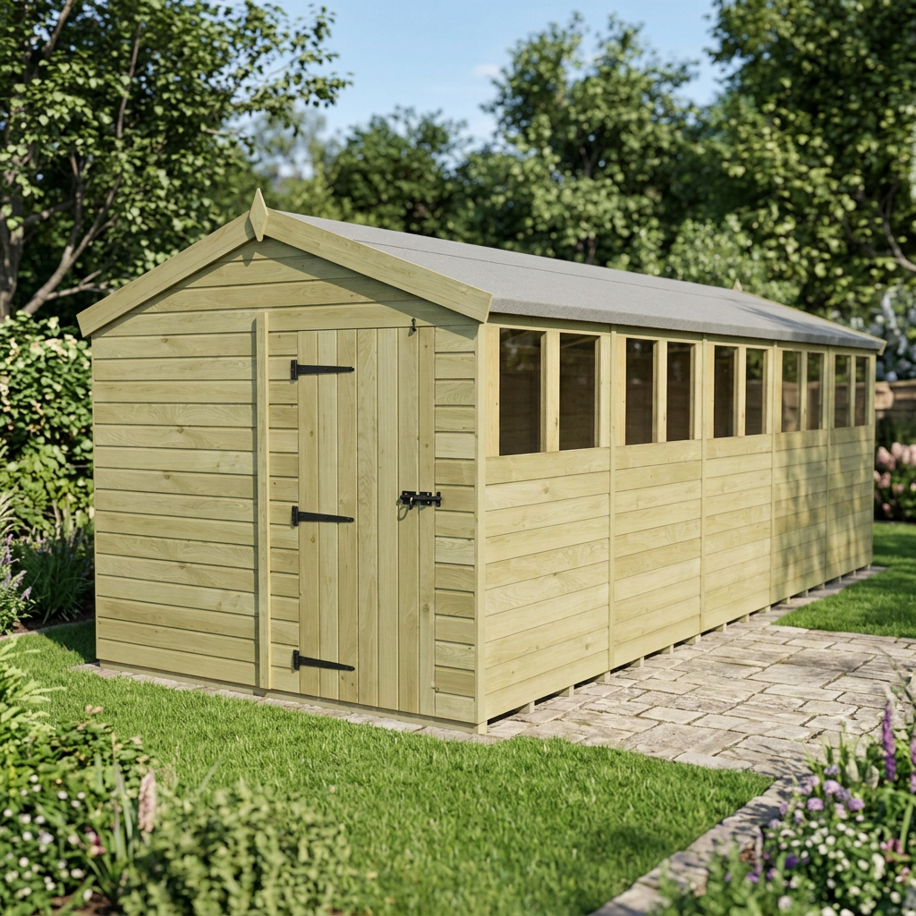 8 x 20 Apex Shed (Single Door, With Windows) - view 5