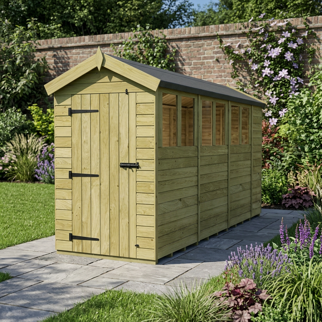 4 x 14 Apex Shed (Single Door, With Windows) - view 5
