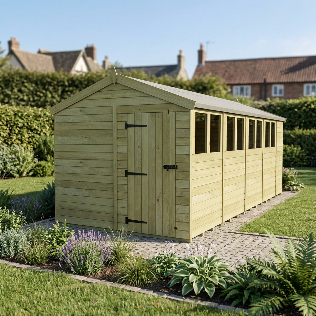 8 x 19 Apex Shed (Single Door, With Windows) - view 5