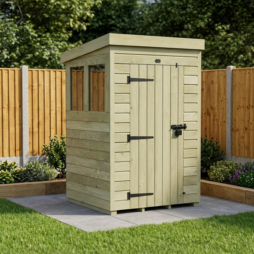4 x 4 Pent Shed (Single Door, With Windows) - view 5