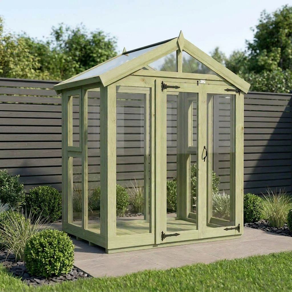 6x4 Glass Greenhouse - Apex Glass Greenhouse