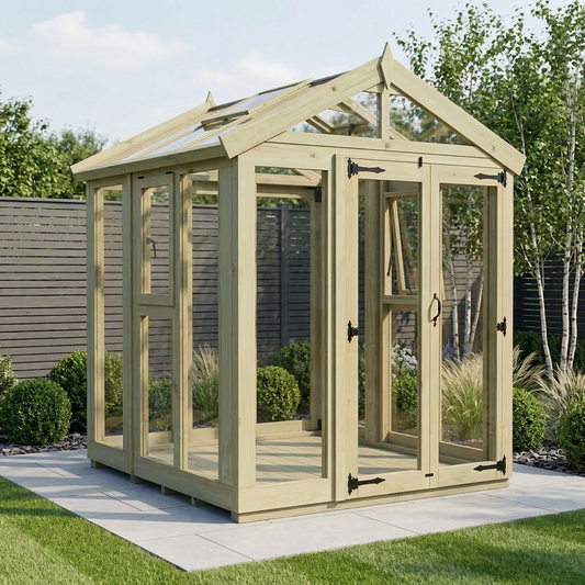 6x6 Glass Greenhouse - Apex Glass Greenhouse