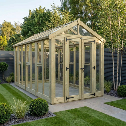 6x14 Glass Greenhouse - Apex Glass Greenhouse