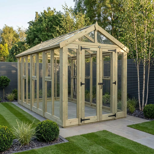 6x14 Glass Greenhouse - Apex Glass Greenhouse