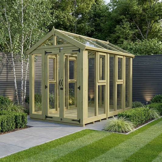 6x10 Glass Greenhouse - Apex Glass Greenhouse