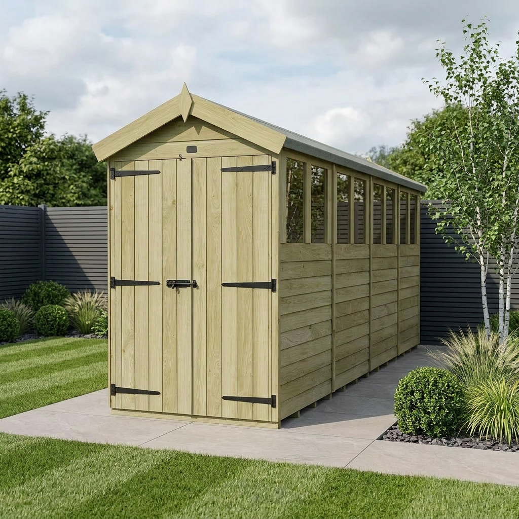4 x 16 Apex Shed (Double Door, With Windows) - Apex Shed