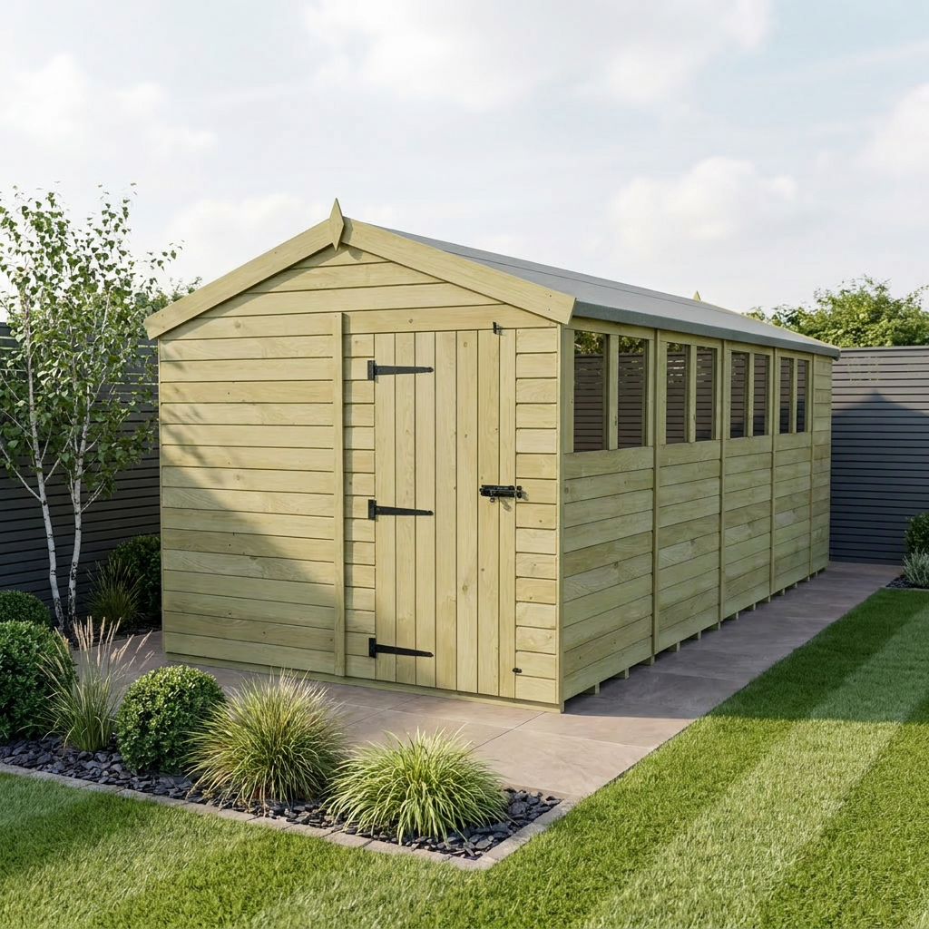 8 x 19 Apex Shed (Single Door, With Windows) - Apex Shed