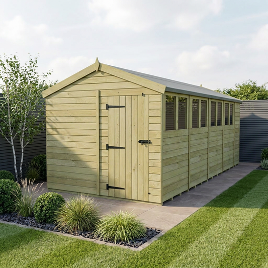 8 x 19 Apex Shed (Single Door, With Windows) - Apex Shed