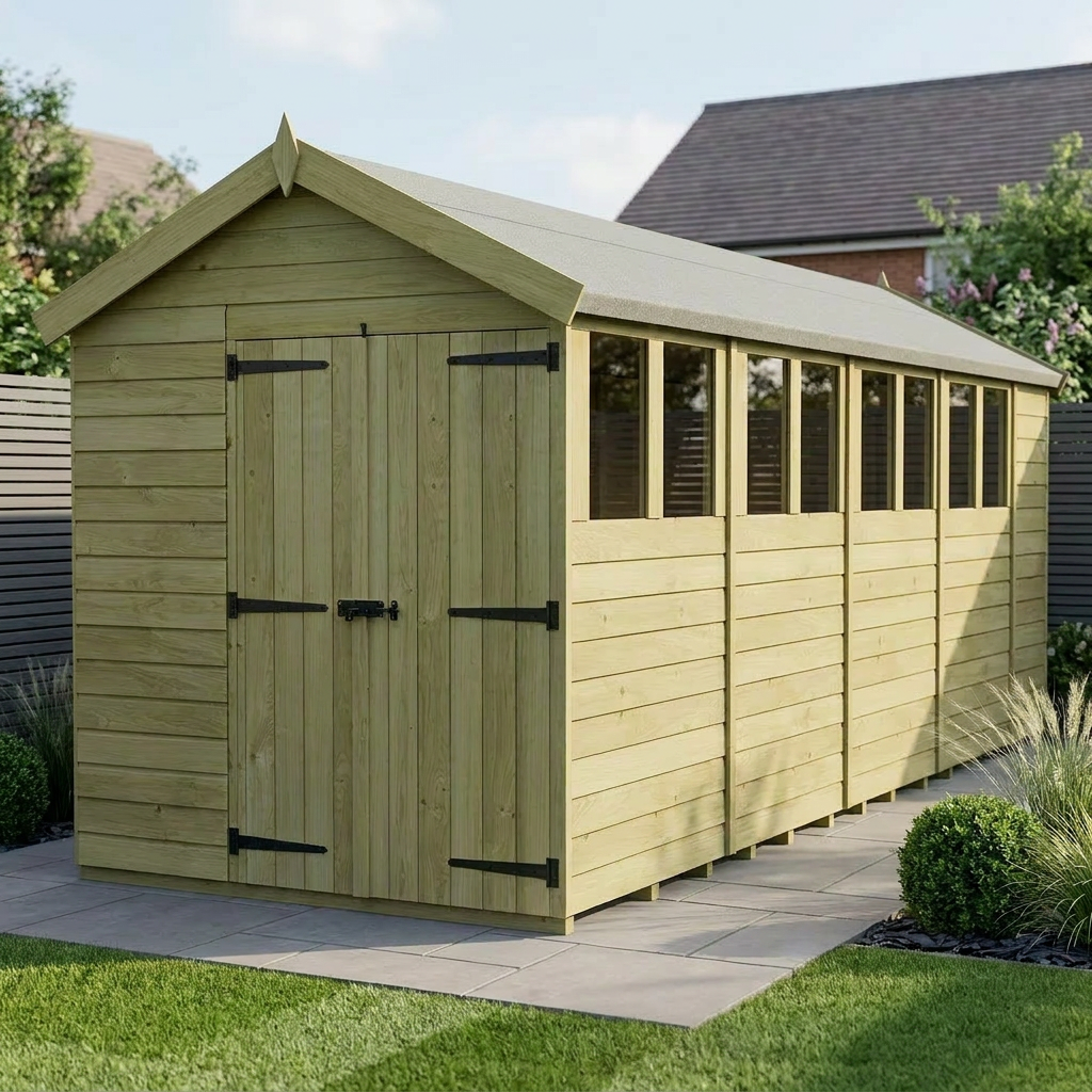 7 x 19 Apex Shed (Double Door, With Windows) - Apex Shed
