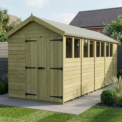 7 x 19 Apex Shed (Double Door, With Windows) - Apex Shed