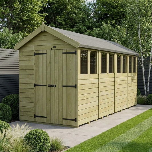 7 x 18 Apex Shed (Double Door, With Windows) - Apex Shed