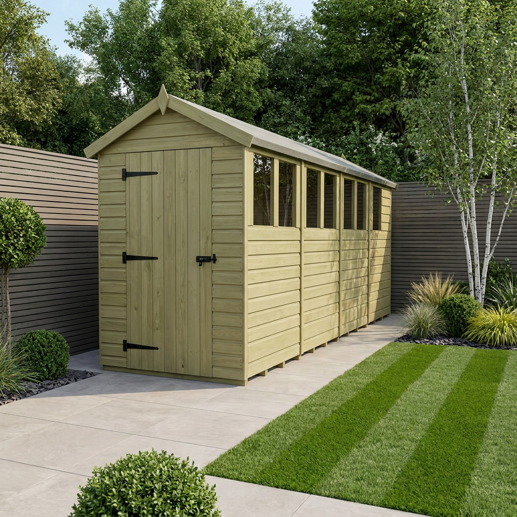 4 x 17 Apex Shed (Single Door, With Windows) - Apex Shed