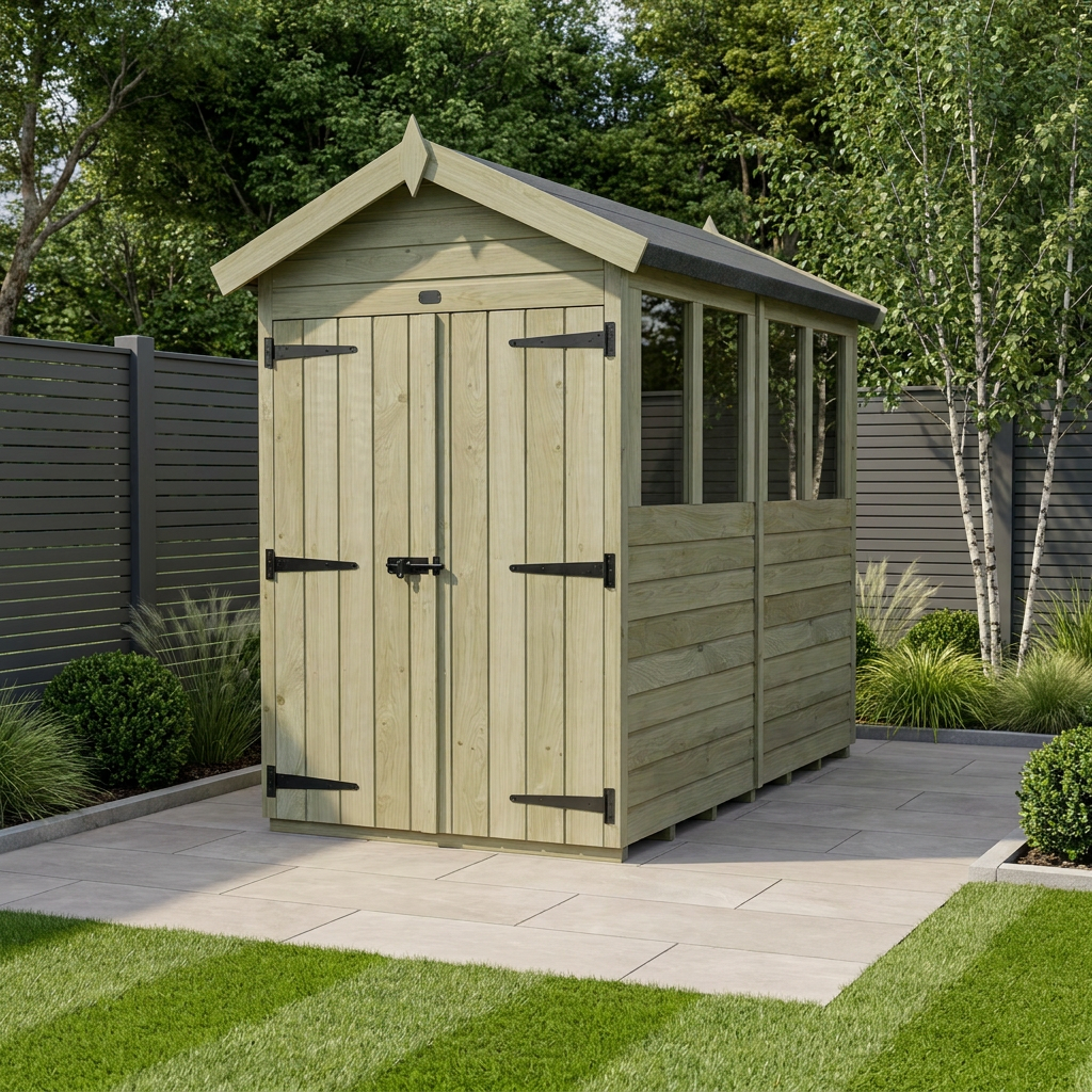 4 x 8 Apex Shed (Double Door, With Windows) - Apex Shed