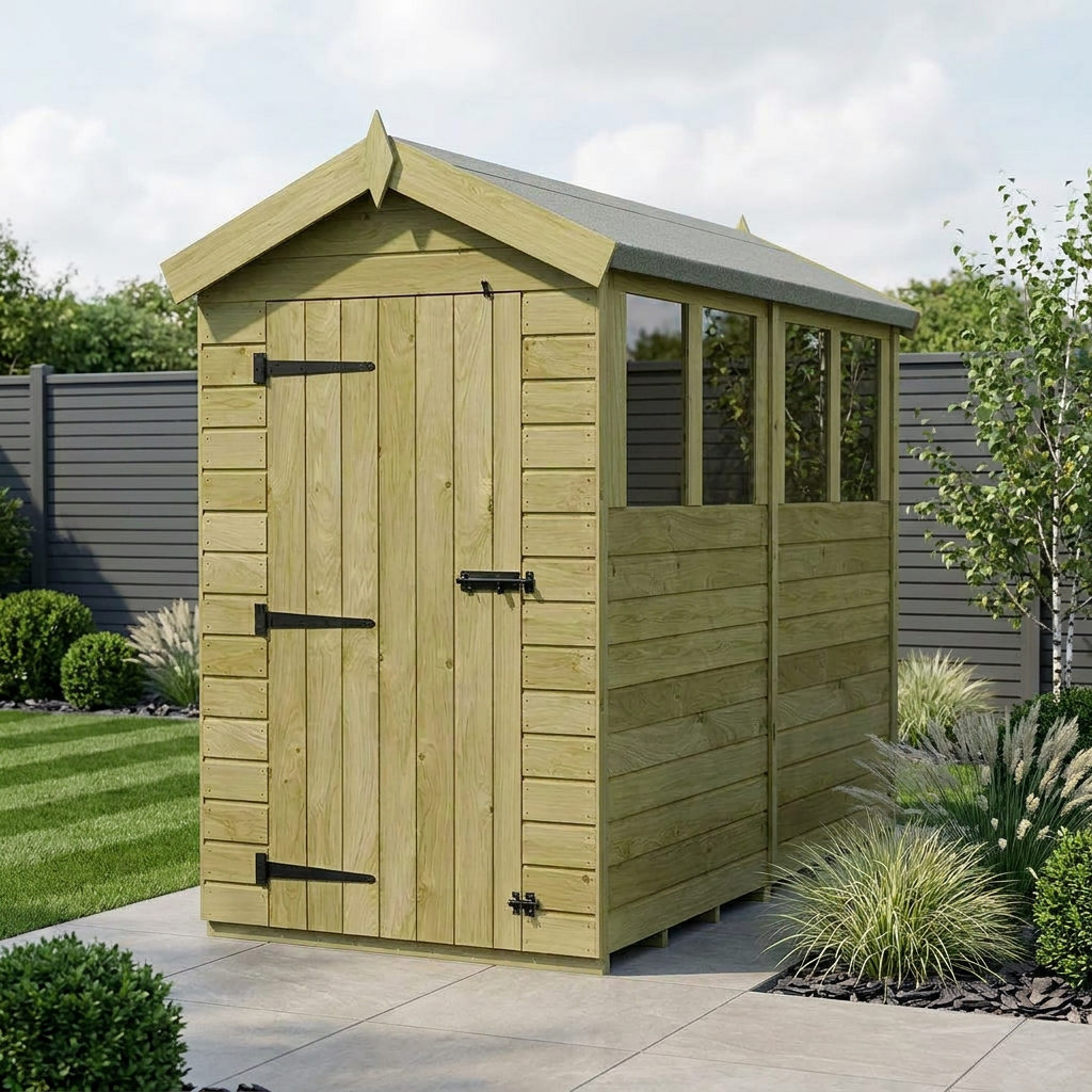 4 x 8 Apex Shed (Single Door, With Windows) - Apex Shed