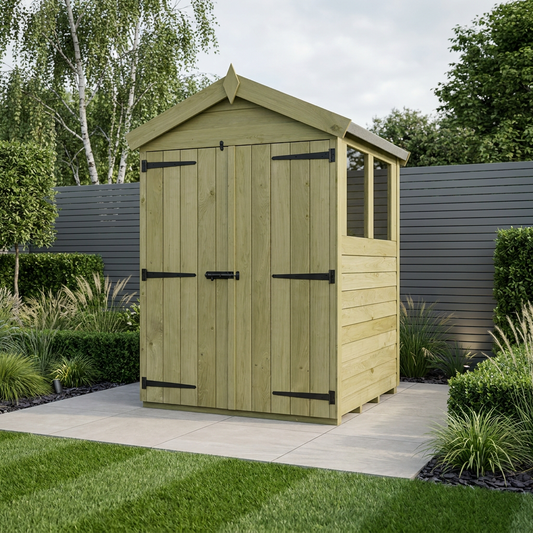 4 x 4 Apex Shed (Double Door, With Windows) - Apex Shed