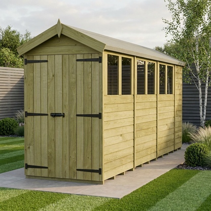 4 x 14 Apex Shed (Double Door, With Windows) - Apex Shed