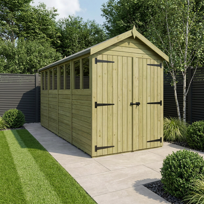 4 x 19 Apex Shed (Double Door, With Windows) - Apex Shed