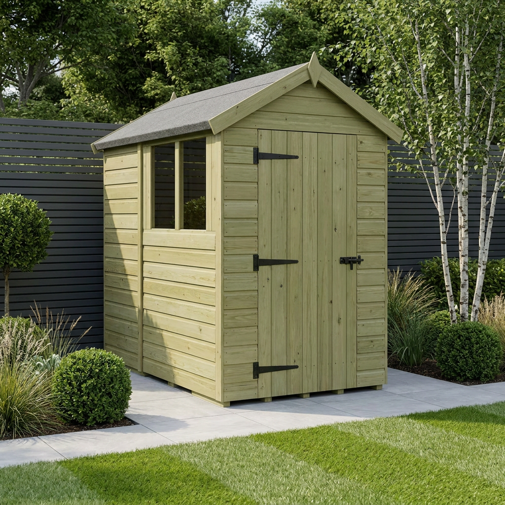 4 x 7 Apex Shed (Single Door, With Windows) - Apex Shed
